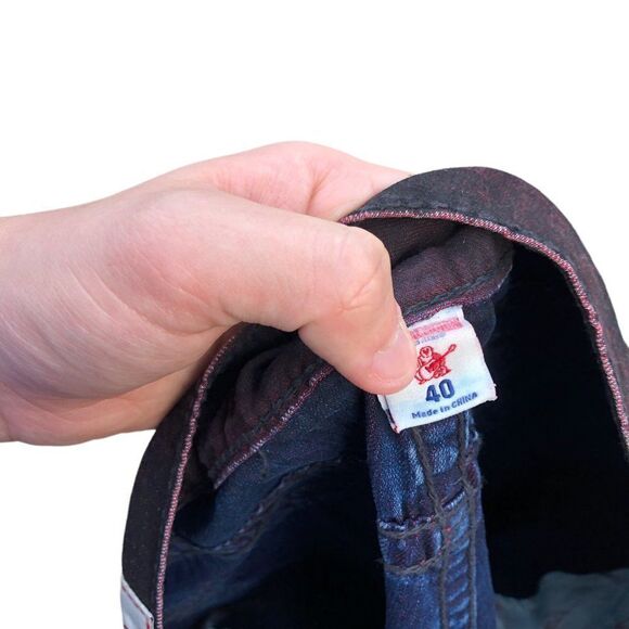 RARE True Religion Jeans Size 40 STRAIGHT Red Flap T - Picture 5 of 10